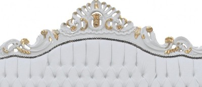 Casa Padrino Barock 3-er Sofa Master Weiss / Gold, 210 x 60 x 131 cm, handgefertigtes Antik Stil Replikat