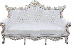 Casa Padrino Baroque 3-Seater Sofa Master White / Gold, 210 x 60 x 131 cm, Handcrafted Antique Style Replica Casa Padrino Baroque 3-Seater Sofa Master White / Gold, 210 x 60 x 131 cm, Handcrafted Antique Style Replica