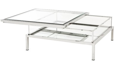 Casa Padrino Luxury Art Deco Designer Coffee Table in Polished Stainless Steel with Mirror Glass, 99.5 x 99.5 x 41 cm, Silver Casa Padrino Luxury Art Deco Designer Coffee Table in Polished Stainless Steel with Mirror Glass, 99.5 x 99.5 x 41 cm, Silver