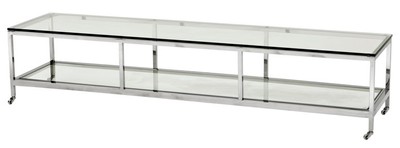 Casa Padrino Luxury Art Deco Designer Coffee Table in Polished Stainless Steel and Glass, 190 x 45 x 40 cm, Silver Casa Padrino Luxury Art Deco Designer Coffee Table in Polished Stainless Steel and Glass, 190 x 45 x 40 cm, Silver