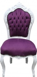 Casa Padrino Baroque Dinner Chair Purple / White - Antique style Casa Padrino Baroque Dinner Chair Purple / White - Antique style