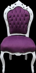 Casa Padrino Baroque Dinner Chair Purple / White - Antique style Casa Padrino Baroque Dinner Chair Purple / White - Antique style