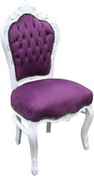 Casa Padrino Baroque Dinner Chair Purple / White - Antique style Casa Padrino Baroque Dinner Chair Purple / White - Antique style