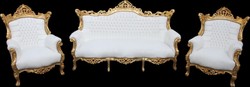 Casa Padrino Barock Sofa Set Weiß Gold White Golden Baroque Lounge Set Furniture Interior Möbel Einrichtung Casa Padrino Barock Sofa Set Weiß Gold White Golden Baroque Lounge Set Furniture Interior Möbel Einrichtung