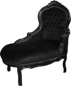 Casa Padrino Chaise Longue Barroca Infantil - Mueble Estilo Antiguo Negro/Negro 101 x 51 x 93 cm Casa Padrino Chaise Longue Barroca Infantil - Mueble Estilo Antiguo Negro/Negro 101 x 51 x 93 cm