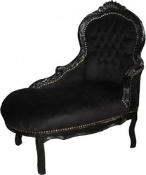 Casa Padrino Chaise Longue Baroque pour Enfant - Mobilier Style Antique Noir/Noir 101 x 51 x 93 cm Casa Padrino Chaise Longue Baroque pour Enfant - Mobilier Style Antique Noir/Noir 101 x 51 x 93 cm