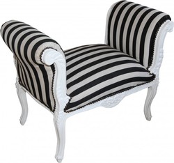 Casa Padrino baroque Tabouret rayures noir / blanc - banc Casa Padrino baroque Tabouret rayures noir / blanc - banc