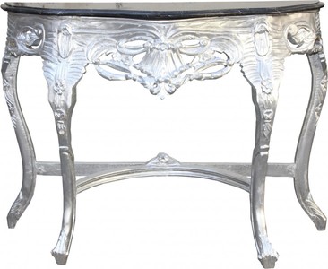 Casa Padrino Barock Konsolentisch Konsole Tisch Baroque Console Table Silver Silber Schwarz Black Möbel Interior Einrichtung Casa Padrino Barock Konsolentisch Konsole Tisch Baroque Console Table Silver Silber Schwarz Black Möbel Interior Einrichtung