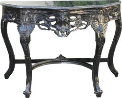 Casa Padriono Barock Konsole Konsolentisch Tisch Schwarz Marmor schwarzer Marble Baroque Console Antik Möbel Interior