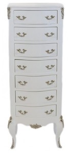 Casa Padrino Baroque Chest of Drawers White with 7 Drawers 120 x 45 x 35 cm - Antique Style Casa Padrino Baroque Chest of Drawers White with 7 Drawers 120 x 45 x 35 cm - Antique Style