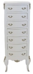 Casa Padrino Baroque Chest of Drawers White with 7 Drawers 120 x 45 x 35 cm - Antique Style