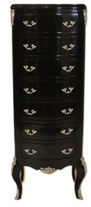 Casa Padrino Baroque Chest of Drawers Black with 7 Drawers H 120cm - Antique Style Replica Casa Padrino Baroque Chest of Drawers Black with 7 Drawers H 120cm - Antique Style Replica