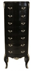 Casa Padrino Cómoda Barroca Negra con 7 Cajones H 120cm - Réplica Estilo Antiguo Casa Padrino Cómoda Barroca Negra con 7 Cajones H 120cm - Réplica Estilo Antiguo