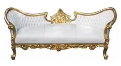Casa Padrino Baroque Sofa Vampire White / Gold - Luxury Lounge Couch in Solid Wood, 200 x 75 x 82 cm Casa Padrino Baroque Sofa Vampire White / Gold - Luxury Lounge Couch in Solid Wood, 200 x 75 x 82 cm
