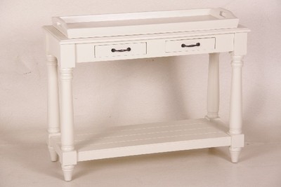 Casa Padrino Country House Style Console Table with Removable Tray White - 100 x 40 x 80 cm - Solid Wood Shabby Chic Furniture Casa Padrino Country House Style Console Table with Removable Tray White - 100 x 40 x 80 cm - Solid Wood Shabby Chic Furniture