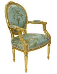 Casa Padrino modello barocco medaglione Salon Chair Turchese / Oro Modello Versailles - Mobili in stile antico
