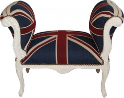 Sgabello Casa Padrino barocco Sgabello Union Jack / Crema - Bench