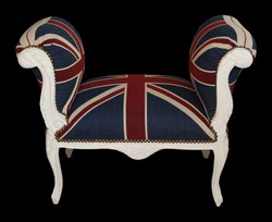Sgabello Casa Padrino barocco Sgabello Union Jack / Crema - Bench