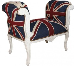 Sgabello Casa Padrino barocco Sgabello Union Jack / Crema - Bench