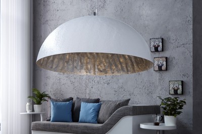 Hängeleuchte Weiß Silber Industrial KUgel Halbkugel