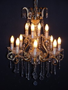 Casa Padrino Lampadario Barocco in Cristallo 12 Luci Oro ModK4 - Lampada a Sospensione Plafoniera Casa Padrino Lampadario Barocco in Cristallo 12 Luci Oro ModK4 - Lampada a Sospensione Plafoniera