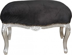 Casa Padrino Baroque Stool in Antique Style, Black and Silver, 66 x 40 x 45 cm Casa Padrino Baroque Stool in Antique Style, Black and Silver, 66 x 40 x 45 cm