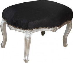 Casa Padrino Baroque Stool in Antique Style, Black and Silver, 66 x 40 x 45 cm Casa Padrino Baroque Stool in Antique Style, Black and Silver, 66 x 40 x 45 cm