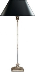 Casa Padrino Lámpara de mesa de lujo diseño columna, negro y plata, 65 cm de altura, hecha a mano en Italia
