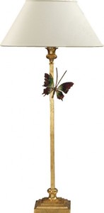 Casa Padrino Luxury Table Lamp with Butterfly - Gold Plated Column Lamp - Handcrafted in Italy, 65 cm Casa Padrino Luxury Table Lamp with Butterfly - Gold Plated Column Lamp - Handcrafted in Italy, 65 cm