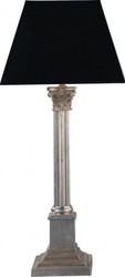 Casa Padrino Luxus Barock Tischleuchte in Schwarz und Silber, versilberte Säulen-Optik, 70 cm Höhe Casa Padrino Luxus Barock Tischleuchte in Schwarz und Silber, versilberte Säulen-Optik, 70 cm Höhe