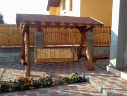 Casa Padrino Balancelle de Jardin Rustique Couverte Hollywood Swing Mod S1 - Chêne Massif - 280 x 180 x 160 cm