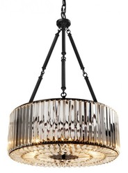 Casa Padrino Luxury Art Deco Pendant Light in Gunmetal Finish and Glass, Height 77.5 cm, Diameter 53 cm