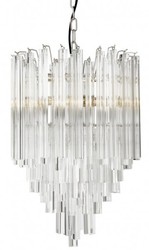 Casa Padrino Suspension de Luxe Art Déco Design Givre - Verre et Acier Inoxydable, Hauteur 61,5 cm, Diamètre 42 cm