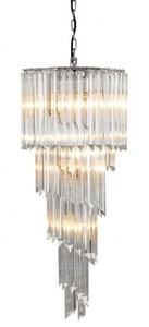 Casa Padrino Suspension de Luxe Design Glaçon en Verre et Acier Inoxydable, 95 x 40 cm, 7x E14 Casa Padrino Suspension de Luxe Design Glaçon en Verre et Acier Inoxydable, 95 x 40 cm, 7x E14