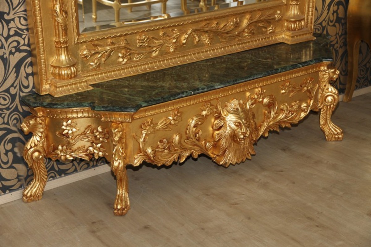 Casa Padrino luxury baroque mirror console Gold Lion - Luxury living room furniture console with mirror Casa Padrino luxury baroque mirror console Gold Lion - Luxury living room furniture console with mirror