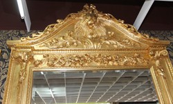 Casa Padrino Luxury Baroque Mirror Console Gold Lion, Solid Wood Gold with Green Marble, 185 x 45 x 275 cm Casa Padrino Luxury Baroque Mirror Console Gold Lion, Solid Wood Gold with Green Marble, 185 x 45 x 275 cm