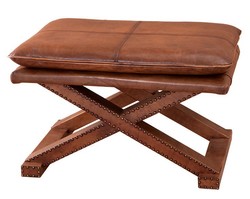 Casa Padrino luxury real leather stools Brown Studded - Leather Furniture Casa Padrino luxury real leather stools Brown Studded - Leather Furniture