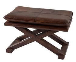 Casa Padrino luxury real leather stools Dark brown with rivets - Leather Furniture