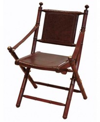 Casa Padrino luxury leather folding chair Leather - Vintage Art Deco Furniture