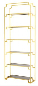 Casa Padrino Scaffale di Lusso in Acciaio Inox Oro con Vetro Fumè L 90 x A 230 cm - Stile Art Déco Casa Padrino Scaffale di Lusso in Acciaio Inox Oro con Vetro Fumè L 90 x A 230 cm - Stile Art Déco