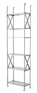 Casa Padrino Scaffale di Lusso in Acciaio Inox Lucidato con Ripiani in Vetro, Argento, L 65 x A 230 x P 30 cm, Stile Art Déco Casa Padrino Scaffale di Lusso in Acciaio Inox Lucidato con Ripiani in Vetro, Argento, L 65 x A 230 x P 30 cm, Stile Art Déco