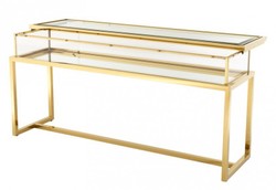 Casa Padrino Vitrina de lujo de cristal Acero inoxidable Oro A 160 x P 45 x A 77 cm Consola Tienda - Muebles Art Déco Casa Padrino Vitrina de lujo de cristal Acero inoxidable Oro A 160 x P 45 x A 77 cm Consola Tienda - Muebles Art Déco