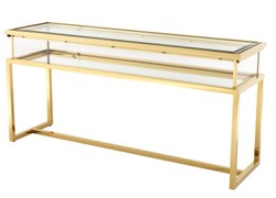Casa Padrino Vitrina de lujo de cristal Acero inoxidable Oro A 160 x P 45 x A 77 cm Consola Tienda - Muebles Art Déco Casa Padrino Vitrina de lujo de cristal Acero inoxidable Oro A 160 x P 45 x A 77 cm Consola Tienda - Muebles Art Déco