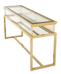 Casa Padrino Vitrina de lujo de cristal Acero inoxidable Oro A 160 x P 45 x A 77 cm Consola Tienda - Muebles Art Déco Casa Padrino Vitrina de lujo de cristal Acero inoxidable Oro A 160 x P 45 x A 77 cm Consola Tienda - Muebles Art Déco