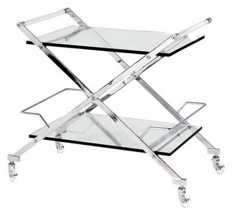 Casa Padrino Desserte de Bar de Luxe en Acier Inoxydable et Verre Argent 77 x 48 x H. 76 cm Casa Padrino Desserte de Bar de Luxe en Acier Inoxydable et Verre Argent 77 x 48 x H. 76 cm