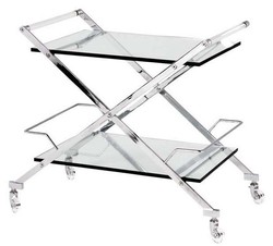 Casa Padrino Luxury Bar Trolley Serving Cart in Stainless Steel and Glass Silver 77 x 48 x H. 76 cm