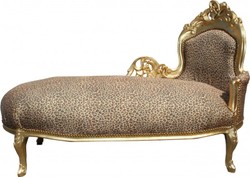 Casa Padrino Chaise Longue Baroque King Léopard/Or, 155 x 70 x 100 cm Casa Padrino Chaise Longue Baroque King Léopard/Or, 155 x 70 x 100 cm