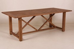 Casa Padrino Teak Dining Table Solid Wood Country House Style Wood Colored 220 x 100 x 78 cm