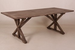 Casa Padrino Tavolo da Pranzo Vintage in Teak Rustic Grey 170 x 95 x 78 cm - Tavolo Stile Rustico in Legno Massello