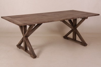 Casa Padrino Luxury Dining Table Vintage Teak Rustic Grey 210 x 100 cm - Solid Farmhouse Style Table Casa Padrino Luxury Dining Table Vintage Teak Rustic Grey 210 x 100 cm - Solid Farmhouse Style Table
